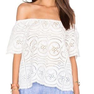 Joie Off the Shoulder Eyelet Top Ivory (XSmall)